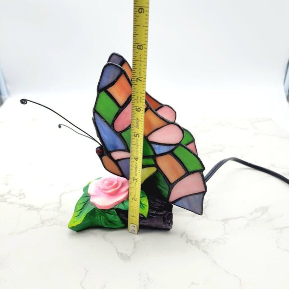 Tiffany Style Stained Glass Butterfly Night Light Table Accent Lamp On Off Switc - Picture 7 of 8